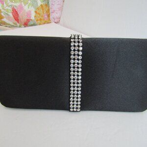 Jeweled  Black  Satin Evening Bag Purse Party Wedding Formal NWOT